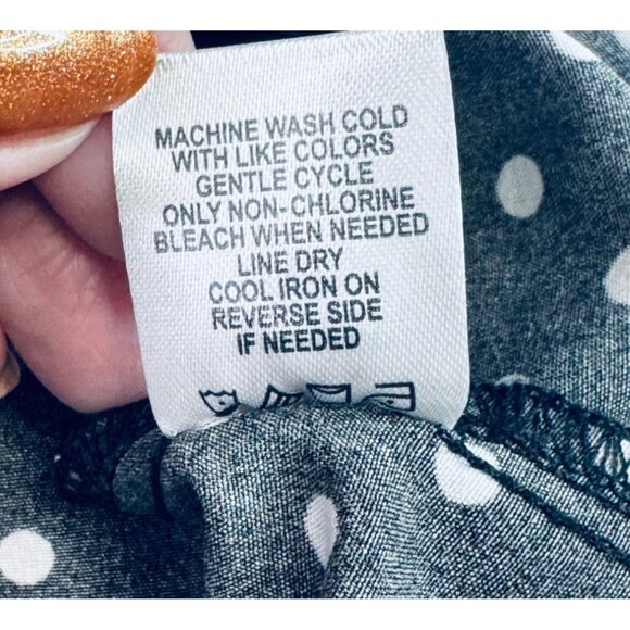 Adrienne Vittadini Polka Dot Blouse L Black & White Zip Accents - Picture 10 of 13